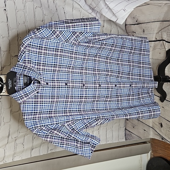 Nordstrom Men's Shop Plaid Short Sleeve Button Down Shirt Size Large regular fit - Picture 1 of 7